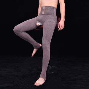 Heren thermisch ondergoed mannen Long Johns verdikken open kruis voetloze stijgbeugel warme broek panty Leggings heup tillend taille borsten thermische panty 220927