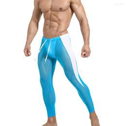 Sous-vêtements thermiques pour hommes Mesh pantalon long sexy homme transparent homme respirant lingerie leggings dormant les vêtements de maison voir à travers le pyjama