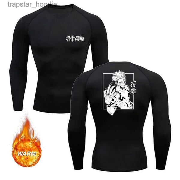 Intimo termico da uomo Intimo termico da uomo Anime Juju Kaisen Camicia a compressione Collant da uomo PALESTRA Corsa Sci Pattinaggio Allenamento T-shirt lunga L231130