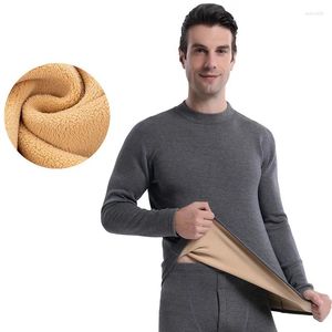 Sous-vêtement thermique pour hommes, épais, en cachemire d'agneau, polaire longue, combinaison chauffante, vous permet de ne pas craindre le froid