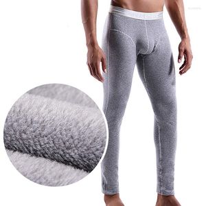 Heren thermisch ondergoed mannen dik fluwelen lange johns herfst winter dubbele laag warmte man sexy u convex strakke leggings thuis lounge broek