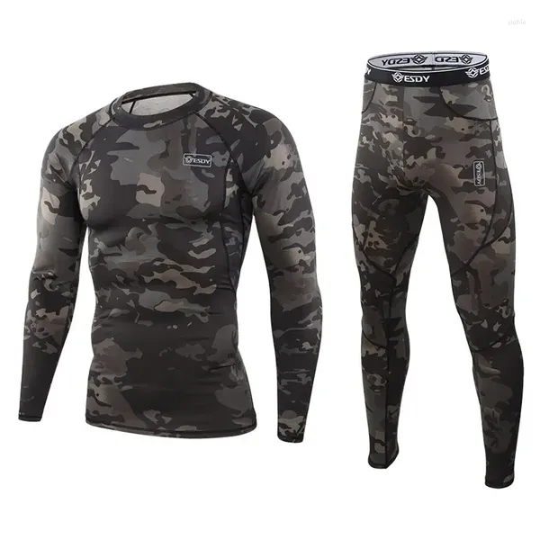 Ropa Interior Térmica para Hombres Hombres Invierno Polar Medias Cálidas Compresión Secado Rápido Conjunto De Lencería Térmica Long Johns Hombre Ropa De Camuflaje