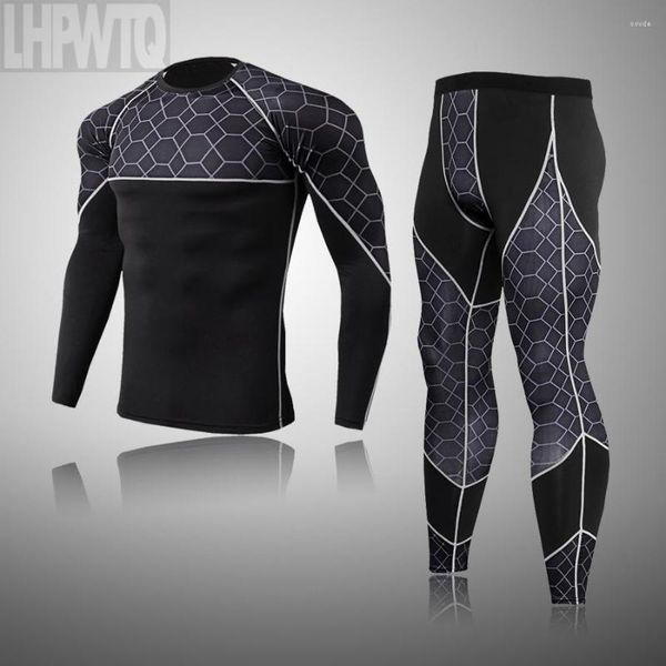 Ropa interior térmica para hombre, calzoncillos largos de invierno para hombre, traje deportivo de 2 piezas, mallas de compresión, conjunto de mallas de manga de camiseta de secado rápido