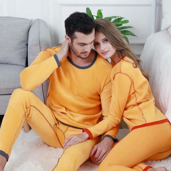 Ropa interior térmica para hombres Hombres Mujeres Terciopelo dorado para ropa más y gruesa Traje largo Johns