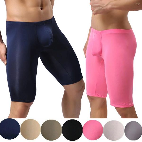 Sous-vêtements thermiques pour hommes Legging Shorts glace soie Ultra-mince hommes pantalons longs Johns Sexy Boxer homme culotte sommeil bas sous-pantalon