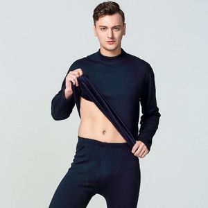 Sous-vêtements thermiques pour hommes, ensemble d'hiver thermique pour hommes, longs Johns, grande taille, col haut, laine polaire, coton, vêtements masculins