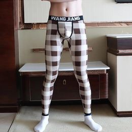 Heren thermisch ondergoed Heren Warm broek Fashion Cotton Lattice Long Johns Men Leggings