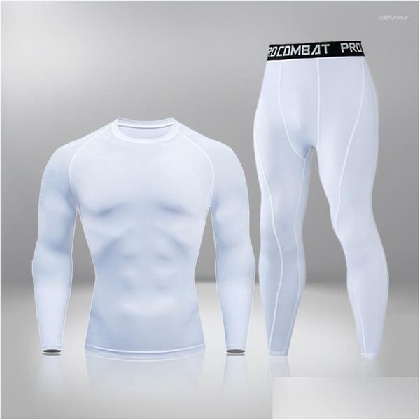 Mentes thermiques pour hommes Hiver Hommes chauds First Layer Man Unwewear Set Compression Séchage rapide Deuxième peau Long Johns Sport 2 S Dhrn8