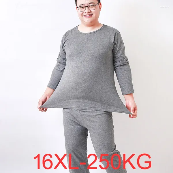 Sous-vêtement thermique homme grande taille 14XL 15XL 16XL 250KG épaissir hiver hommes hauts col rond manches longues coton gris rouge mâle doux