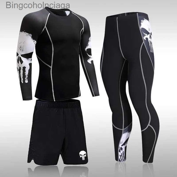 Sous-vêtements thermiques pour hommes, vêtements de sport à séchage rapide, vêtements de Compression, Kit d'entraînement physique, sous-vêtements thermiques, combinaison de sport de course à pied pour hommes MMA RashgardL231011