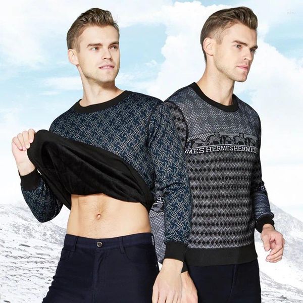 Venta de ropa interior térmica para hombre, ropa interior gruesa de algodón Jacquard de invierno para hombre, ropa interior cálida y cómoda, conjuntos de Calzoncillos largos