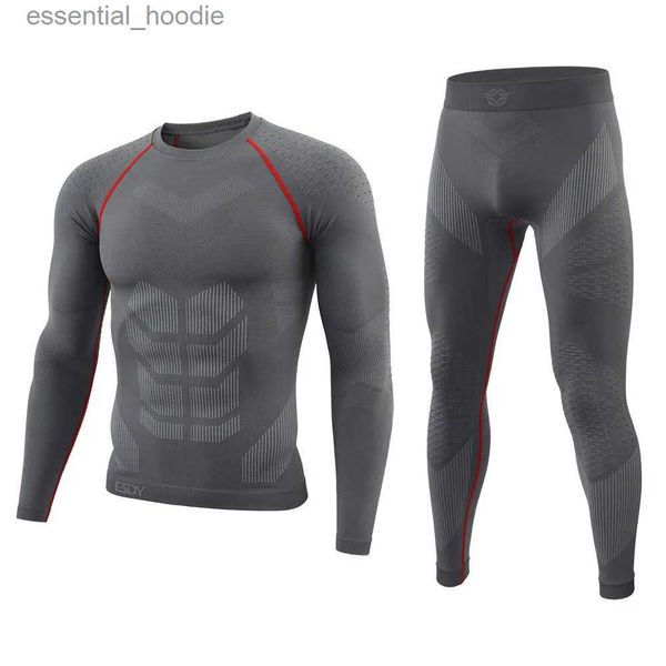 Ropa interior térmica para hombres Conjuntos de ropa interior sin costuras Nuevos deportes Fitness Traje de yoga Invierno Cálido Correr Senderismo Bicicleta Táctica Calzoncillos largos Ropa interior térmicaC24315