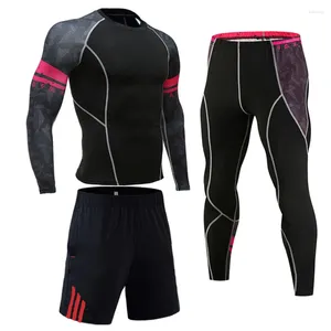 Ensemble de sous-vêtements thermiques masculin Jogger Men Hommes Compression Tracksuit Suit Sport ClothesRash Gard Workout masculin 4xl