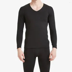 Ensemble de sous-vêtements thermiques pour hommes, haut et bas, longs Johns confortables, doublés en Polyester, col en v, chaud d'hiver, marque Durable