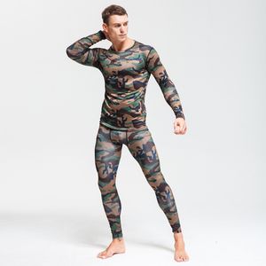 Sous-vêtements thermiques pour hommes t-shirts hommes camouflage sous-vêtements de survêtement thermique MMA rash guard compression ensemble à manches longues crossfit 230131