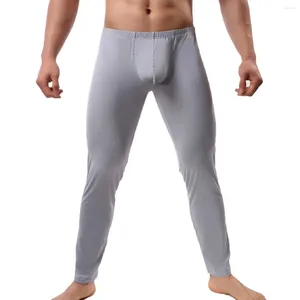 Sous-vêtements thermiques pour hommes Ultra-mince Hommes Bas de pyjama Pantalon Sexy Bugle Pouch Shr Slip Pantalon Gym Fitness Long Johns Legging Slpwear