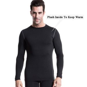 Sous-vêtement thermique en velours pour hommes, hauts épais, chaud, Compression, T-Shirts à manches longues, chemise serrée, Man336I, hiver 2021