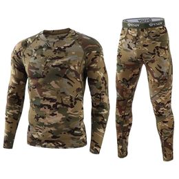 Ropa interior térmica para hombres Camuflaje de invierno Deportes al aire libre Compresión táctica Polar Cálido Termo Long Johns Conjuntos Ropa 231219