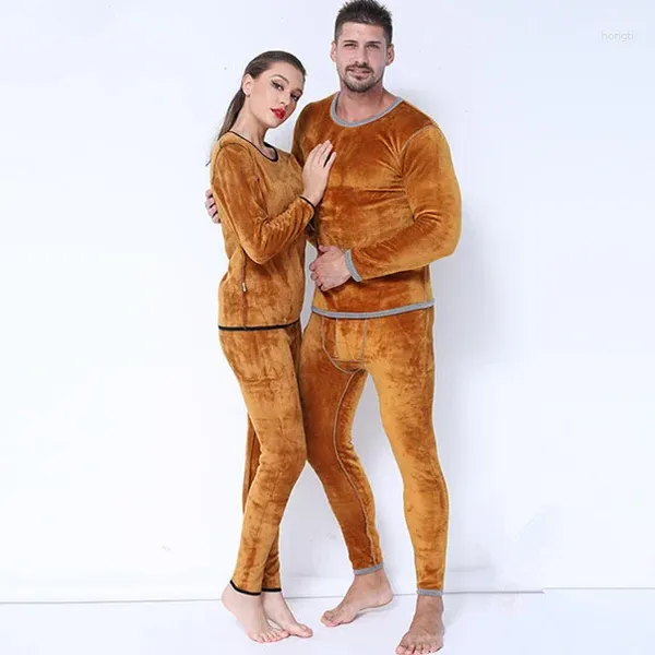 Ropa interior térmica masculina pareja de invierno set para mujeres ropa de ropa de cachemira de camarilla de camarilla larga
