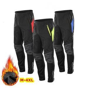 Ropa interior térmica para hombres Ciclismo de invierno Pantalones de bicicleta Hombres Mujeres Fleece Pantalones a prueba de viento Ropa deportiva Bicicleta Medias reflectantes largas 231212