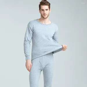 Sous-vêtements thermiques pour hommes, ensemble 2 pièces épais, chemise et pantalon, garde au chaud, automne, grande taille en velours, hiver