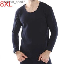 Sous-vêtements thermiques pour hommes hiver Long Sle sous-vêtements thermiques hauts épais polaire T-Shirt hommes chaud grande taille grand 7XL 8XL noir sous-vêtements amples T-Shirt L231130