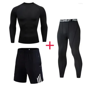 Men's Thermal Underwear Winter Men Black Long Sleeve Suits Compression Sweat Stretch Shirt Leggings Clothing