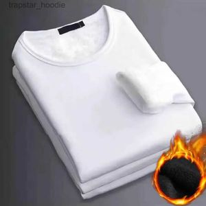 Thermisch ondergoed voor heren Winter Tee Pullover Herfstkleding Onderkant Thermisch Warm Thermo Slim Verdikt Sle Base Fleece Lange tops Heren T-shirt ondergoed L231130