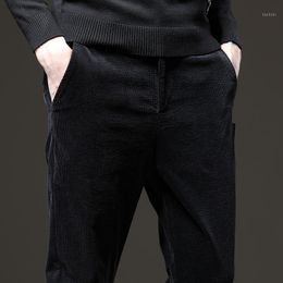 Heren dikke corduroy zakelijke casual broek hoge kwaliteit mode merk stretch rechte broek lente en herfst nieuwe slanke broek1