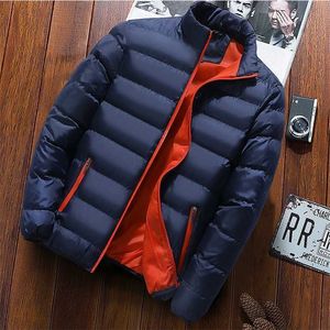 Hommes épais Parka vestes hiver manteaux décontractés vêtements pour hommes solide col montant mâle coupe-vent coton rembourré doudoune 211129