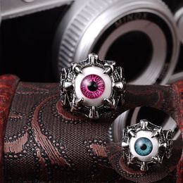 Mode Calssic Mens Dames Tibetaanse zilveren Punk Ring Retro Devil Eye Rvs Ring Mode-sieraden Geschenken Maat 811