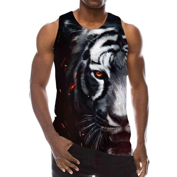 Homme Tigre Graphique Sans Manches 3D Haut Vacances T-shirts Animaux Débardeurs Gym Garçons Streetwear Nouveauté Vest257R