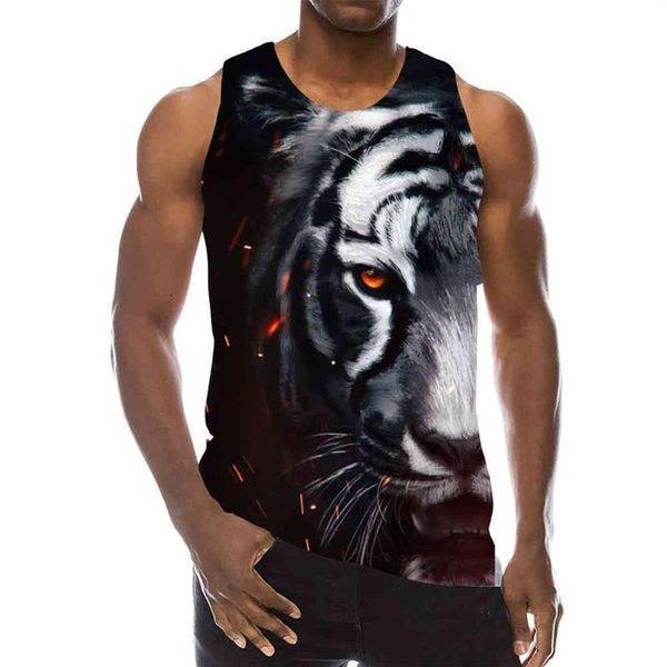 Homme Tigre Graphique Sans Manches 3D Haut Vacances T-shirts Animaux Débardeurs Gym Garçons Streetwear Nouveauté Vest246Y
