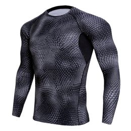 Conjunto de entrenamiento ajustado para hombre, cuello redondo, manga larga, deportes, Fitness, correr, manga larga, camiseta de secado rápido que absorbe el sudor