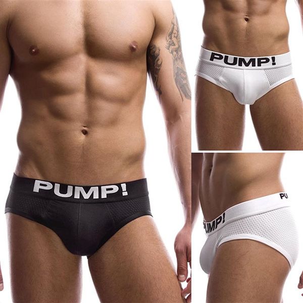 Slip classique Touchdown pour hommes POMPE Slip respirant en coton Slip Calzoncillos Sous-vêtements Sexy Sous-vêtements Noir Blanc S M L275s