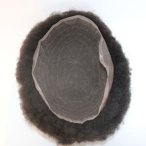 Cabello humano Tupé de hombre para hombres negros Afro Toupee Pelucas afroamericanas 8x10 pulgadas África Peluca delantera de encaje rizado para hombre