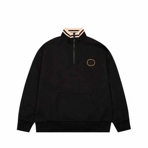 Survêtement pour hommes automne et hiver nouvelle lettre de haute qualité broderie col montant pull à capuche rayé mode décontractée avec couleur pure simple