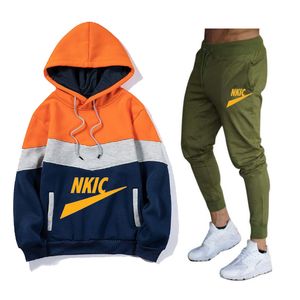 Chándal para hombre, chaqueta con capucha, pantalones, conjuntos de dos piezas, moda nuevo de retazos, traje deportivo para hombre, ropa de Hip Hop para hombre