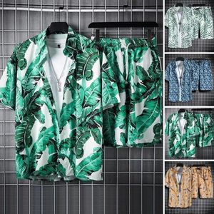 Survêtements pour hommes 1 ensemble chemise de plage impression revers boutons à séchage rapide fermeture tenue de bord de mer homme été hawaïen deux pièces ensembles vêtements