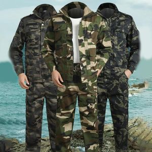 Survêtements pour hommes 1 ensemble hommes veste pantalon camouflage imprimé plusieurs poches deux pièces résistant à la saleté anti-rayures vêtements de travail costume pour travailleur