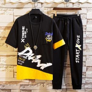 Tracksuits voor heren 11 stijlen heren sets hiphop kleding streetwear zomer outfit mannelijk t-shirt en broek twee stukken hiphop set casual plus