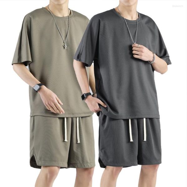 Survêtements pour hommes 2 pièces Ensemble pour hommes Survêtement Couleur unie Respirez Cool Shorts Mode Vêtements Plus Taille Courte Jogging Costumes 2023