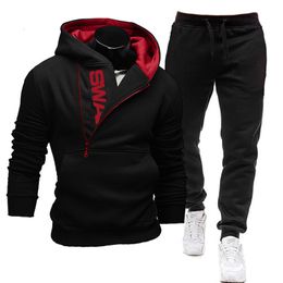 Survêtements pour hommes 2 pièces ensemble survêtement pour hommes fermeture éclair sweats à capuche pantalons de survêtement automne hiver costumes de jogging vêtements de sport décontracté sweat à capuche zippé costume 230314