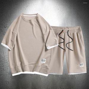 Survêtements pour hommes 2 pièces ensemble hommes tenues d'été vêtements de mode courts décontracté couleur unie chemise et Short Style de sport