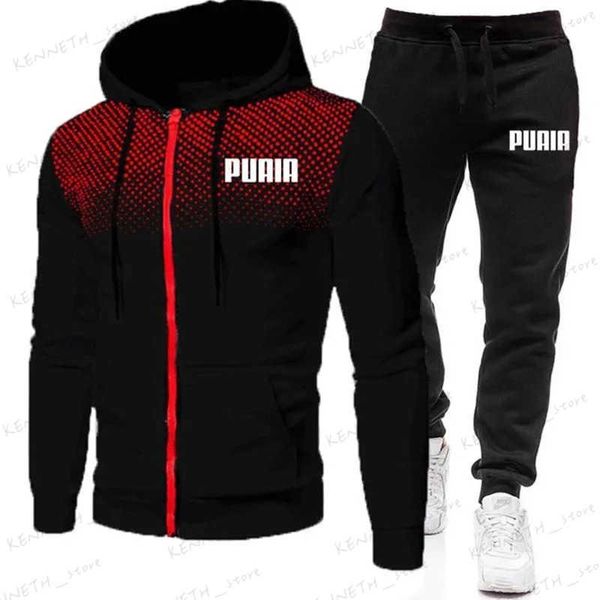 Chándales para hombres Conjunto de 2 piezas Trajes con cremallera Chaquetas con capucha casuales y pantalones deportivos Otoño Invierno Hombre Sudaderas con capucha al aire libre Chándales para correr T240126