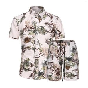 Survêtements pour hommes 2 pièces été ensemble hommes mode impression chemise et Shorts plage porter conseil hawaïen décontracté hommes vêtements