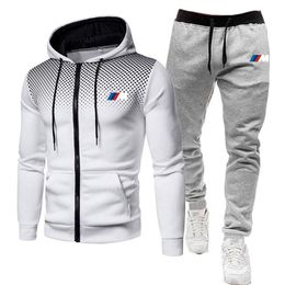 Herentracksuits 2021 Mode Herfst Winter Broeken Hoodie Pullover Tweedelige Jogging Suit M-3XL Katoenen Track Field Sport