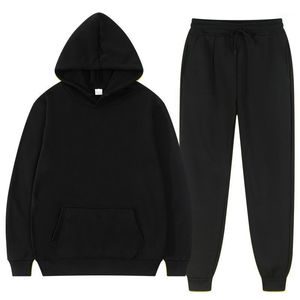 Survêtements pour hommes 2021 hiver sweat à capuche ensembles hommes mode polaire rouge sweats à capuche noir marque pantalon décontracté survêtement costume survêtement sweat femme Pull