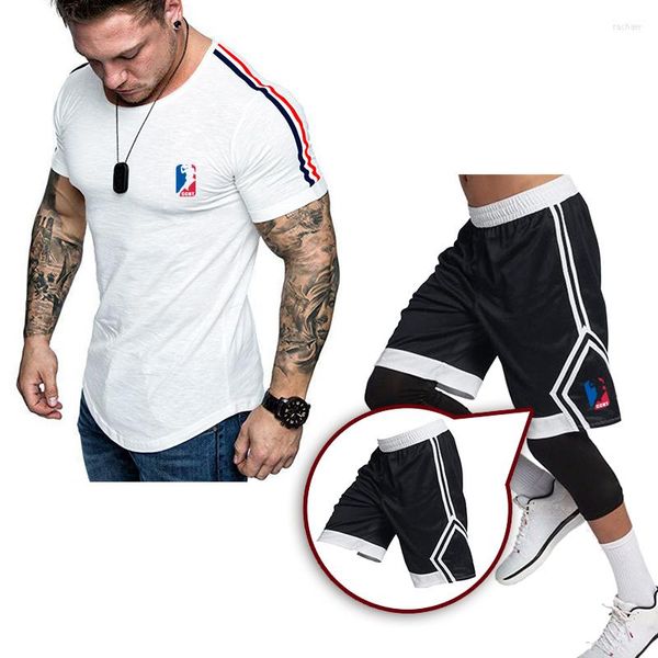 Survêtements pour hommes 2022 coton t-shirts shorts de basket-ball hommes ensembles marque vêtements deux pièces survêtement mode décontracté t-shirts entraînement fitness