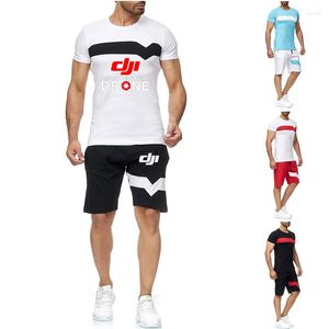 Survêtements pour hommes 2022 DJI Pilote professionnel Drone Hommes Harajuku Survêtement Formation Imprimer Été T-shirt élégant Short Beau costume de sport